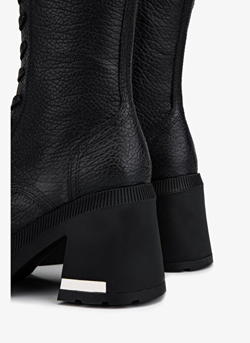 Valmenti Kadın Hakiki Deri Siyah Floter Topuklu Bot - Görsel 5