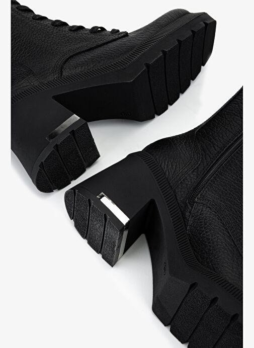 Valmenti Kadın Hakiki Deri Siyah Floter Topuklu Bot - Görsel 6