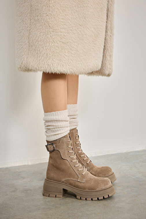 Ziya, Kadın Hakiki Deri Bot 143359Z6162 Vizon - Görsel 2