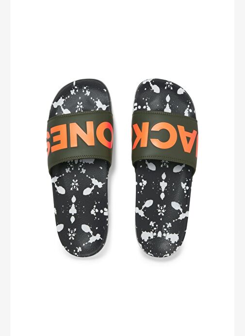 Jack & Jones Erkek Jfwhyde Splatter Slider Yeşil Terlik - 12270975 - Görsel 4