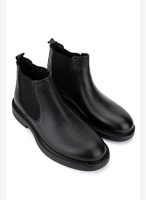 Tamer Tanca Erkek Hakiki Deri Siyah Floter Casual Bot - Görsel 3