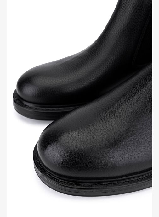 Tamer Tanca Erkek Hakiki Deri Siyah Floter Casual Bot - Görsel 5