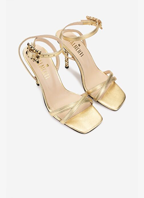 Valmenti Kadın Hakiki Deri Dore Topuklu Ayakkabı - Görsel 3