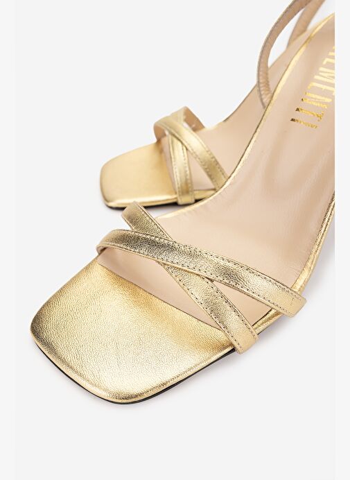 Valmenti Kadın Hakiki Deri Dore Topuklu Ayakkabı - Görsel 4