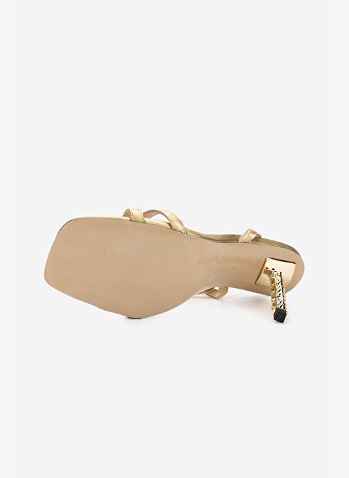 Valmenti Kadın Hakiki Deri Dore Topuklu Ayakkabı - Görsel 7