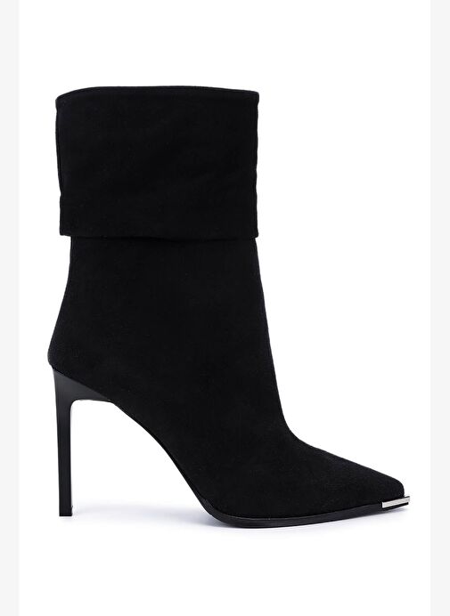 Tamer Tanca Kadın Hakiki Deri Siyah Süet Topuklu Bot - Görsel 2