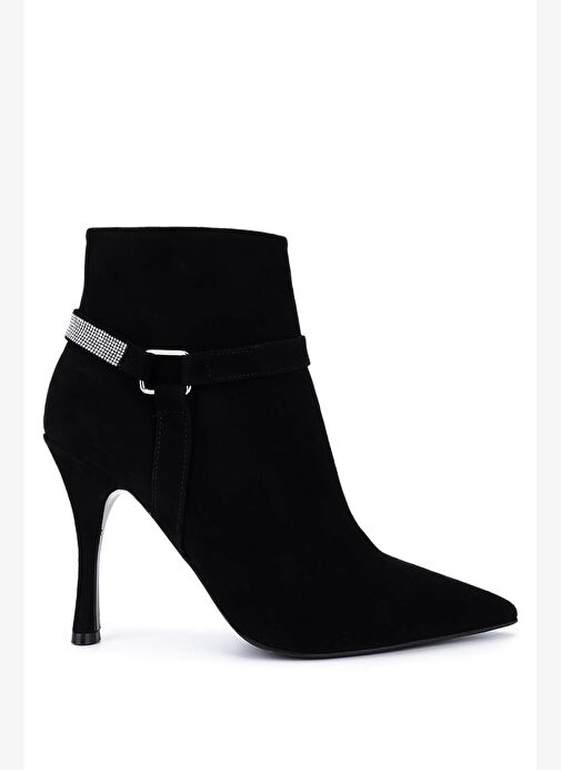 Tamer Tanca Kadın Hakiki Deri Siyah Süet Topuklu Bot - Görsel 2