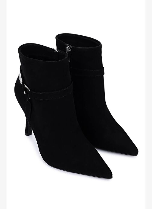 Tamer Tanca Kadın Hakiki Deri Siyah Süet Topuklu Bot - Görsel 3