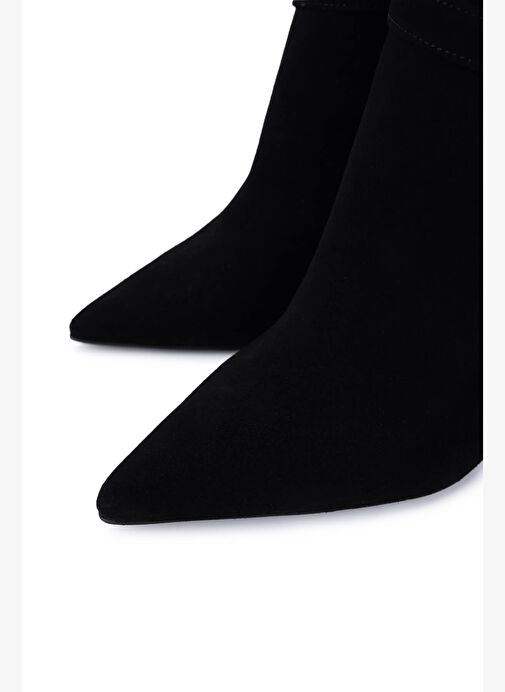 Tamer Tanca Kadın Hakiki Deri Siyah Süet Topuklu Bot - Görsel 4