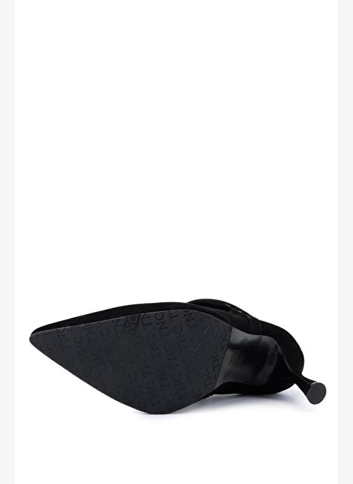 Tamer Tanca Kadın Hakiki Deri Siyah Süet Topuklu Bot - Görsel 6