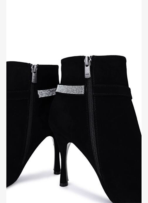 Tamer Tanca Kadın Hakiki Deri Siyah Süet Topuklu Bot - Görsel 7