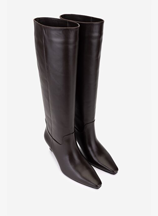 Valmenti Kadın Hakiki Deri Kahverengi Topuklu Çizme - Görsel 3