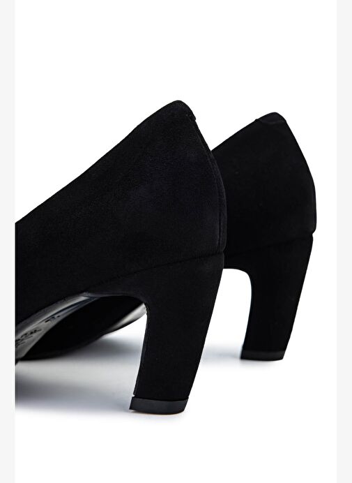 Tamer Tanca Kadın Hakiki Deri Siyah Süet Topuklu Ayakkabı - Görsel 6