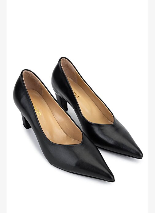 Tamer Tanca Kadın Hakiki Deri Siyah Deri Topuklu Ayakkabı - Görsel 3