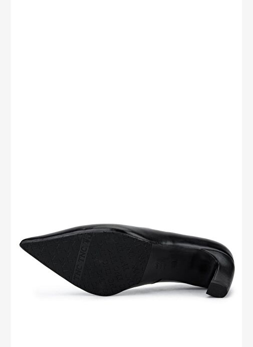 Tamer Tanca Kadın Hakiki Deri Siyah Deri Topuklu Ayakkabı - Görsel 4