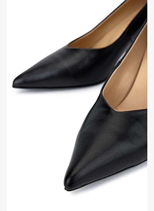 Tamer Tanca Kadın Hakiki Deri Siyah Deri Topuklu Ayakkabı - Görsel 5