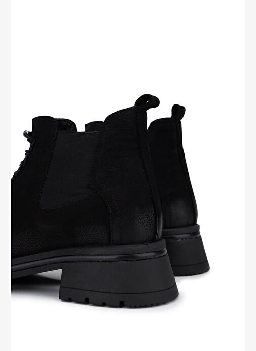 Tamer Tanca Kadın Hakiki Deri Siyah Nubuk Casual Bot - Görsel 6