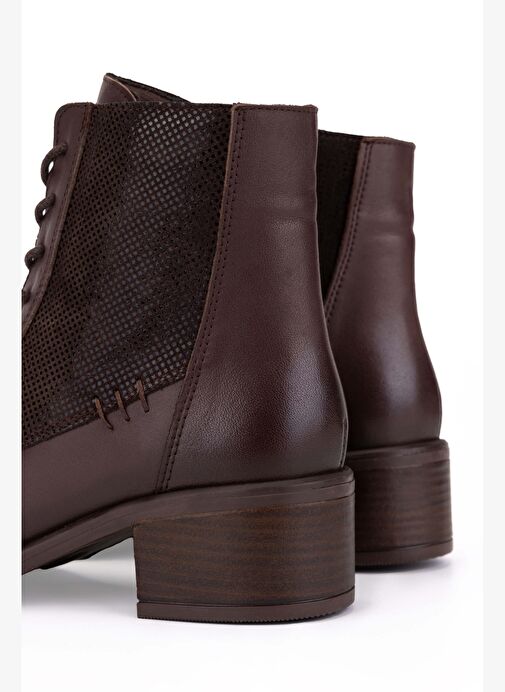 Tamer Tanca Kadın Hakiki Deri Kahverengi Topuklu Bot - Görsel 5