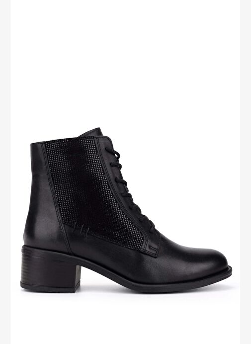 Tamer Tanca Kadın Hakiki Deri Siyah Topuklu Bot - Görsel 2