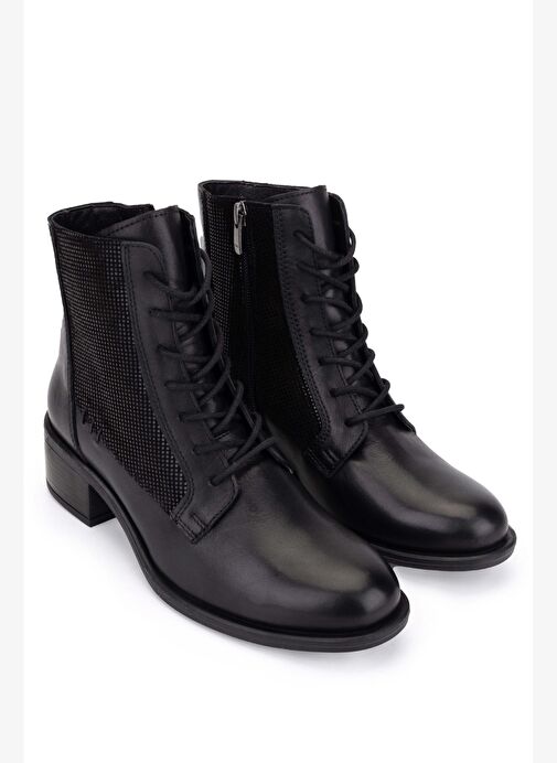 Tamer Tanca Kadın Hakiki Deri Siyah Topuklu Bot - Görsel 3