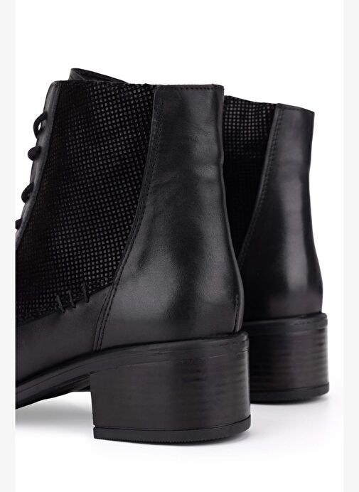 Tamer Tanca Kadın Hakiki Deri Siyah Topuklu Bot - Görsel 6
