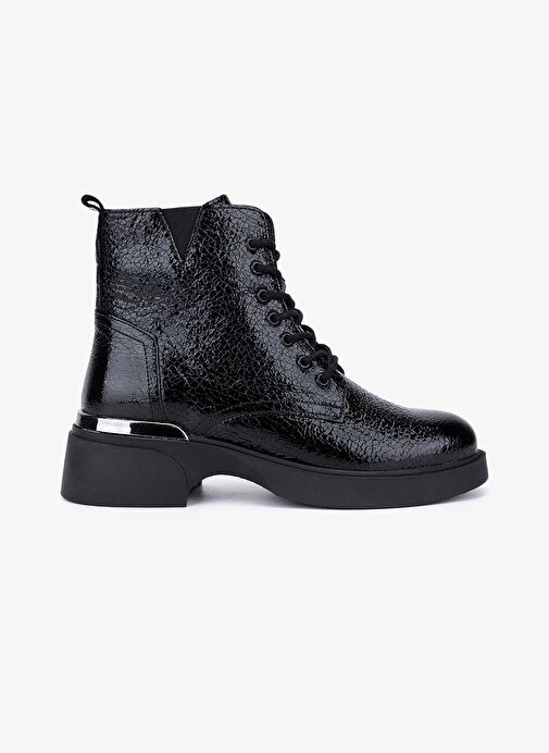 Valmenti Kadın Hakiki Deri Siyah Düz Bot - Görsel 2