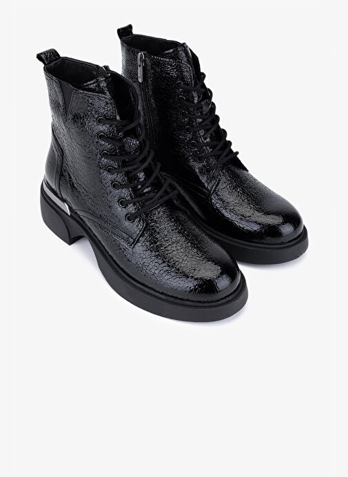 Valmenti Kadın Hakiki Deri Siyah Düz Bot - Görsel 3