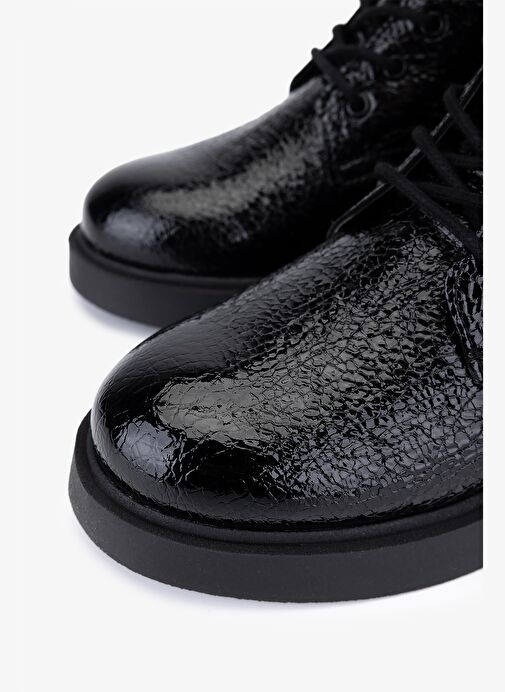 Valmenti Kadın Hakiki Deri Siyah Düz Bot - Görsel 4