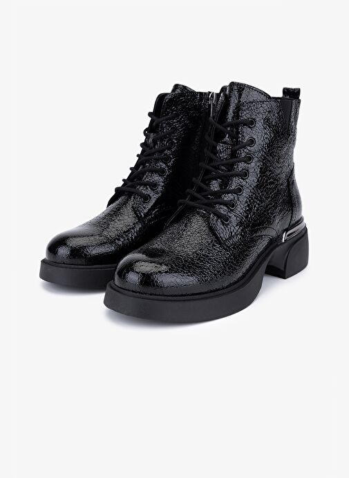 Valmenti Kadın Hakiki Deri Siyah Düz Bot - Görsel 7