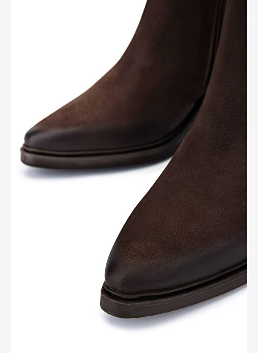 Tamer Tanca Kadın Hakiki Deri Kahverengi Topuklu Bot - Görsel 5