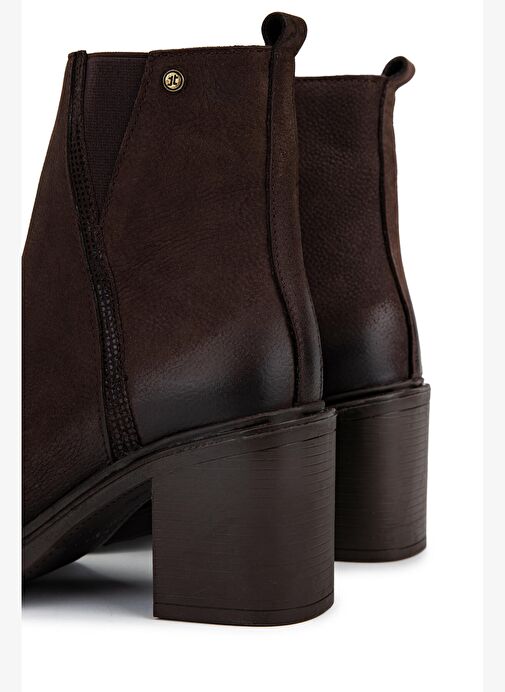 Tamer Tanca Kadın Hakiki Deri Kahverengi Topuklu Bot - Görsel 6