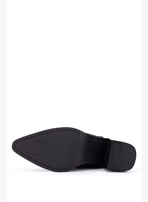 Tamer Tanca Kadın Hakiki Deri Siyah Nubuk Topuklu Bot - Görsel 4