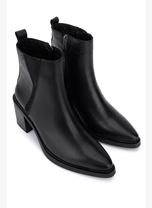 Tamer Tanca Kadın Hakiki Deri Siyah Topuklu Bot - Görsel 3