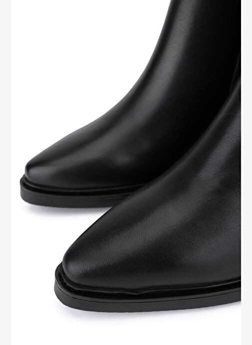 Tamer Tanca Kadın Hakiki Deri Siyah Topuklu Bot - Görsel 5