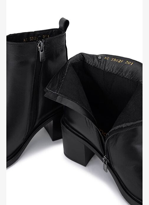 Tamer Tanca Kadın Hakiki Deri Siyah Topuklu Bot - Görsel 6
