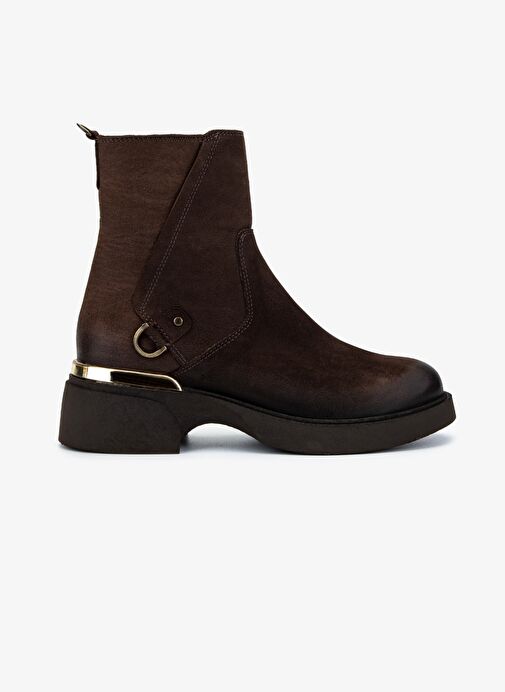 Valmenti Kadın Hakiki Deri Kahverengi Düz Bot - Görsel 2