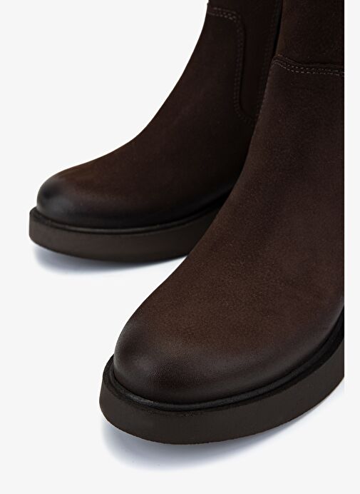 Valmenti Kadın Hakiki Deri Kahverengi Düz Bot - Görsel 4