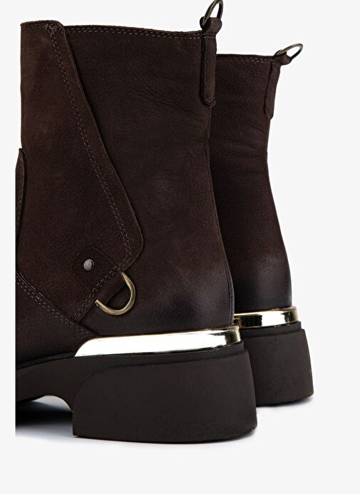 Valmenti Kadın Hakiki Deri Kahverengi Düz Bot - Görsel 5