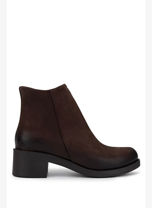 Tamer Tanca Kadın Hakiki Deri Kahverengi Topuklu Bot - Görsel 2