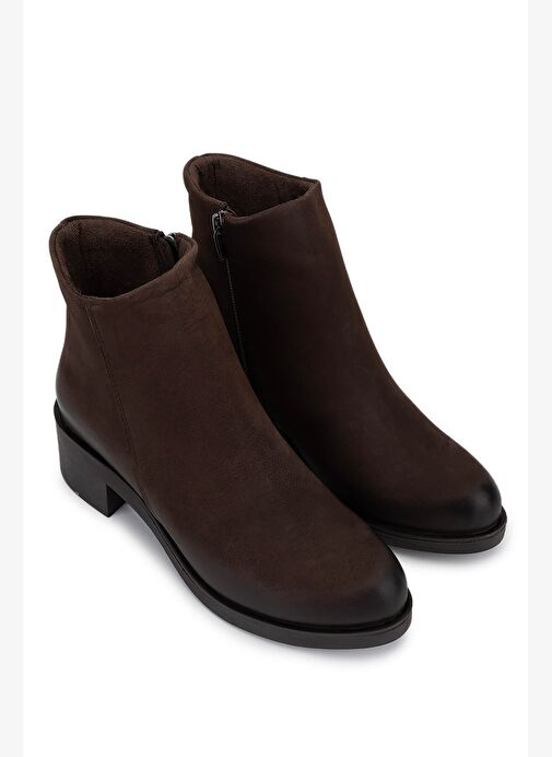 Tamer Tanca Kadın Hakiki Deri Kahverengi Topuklu Bot - Görsel 3