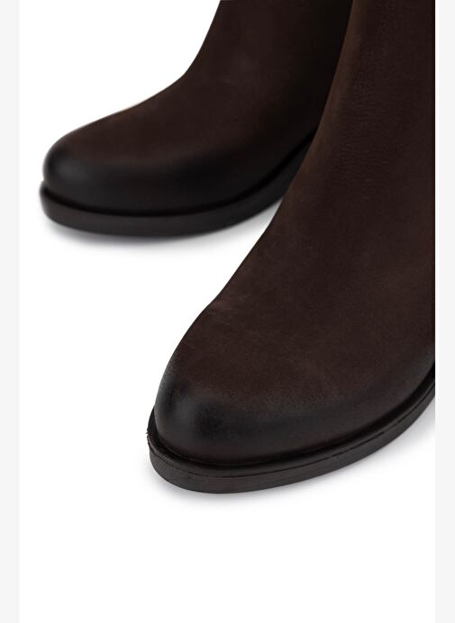 Tamer Tanca Kadın Hakiki Deri Kahverengi Topuklu Bot - Görsel 4