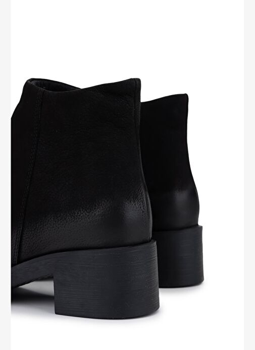 Tamer Tanca Kadın Hakiki Deri Siyah Nubuk Topuklu Bot - Görsel 6