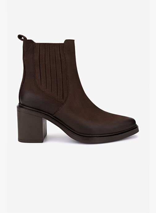 Valmenti Kadın Hakiki Deri Kahverengi Nubuk Topuklu Bot - Görsel 2