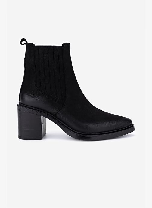 Valmenti Kadın Hakiki Deri Siyah Nubuk Topuklu Bot - Görsel 2