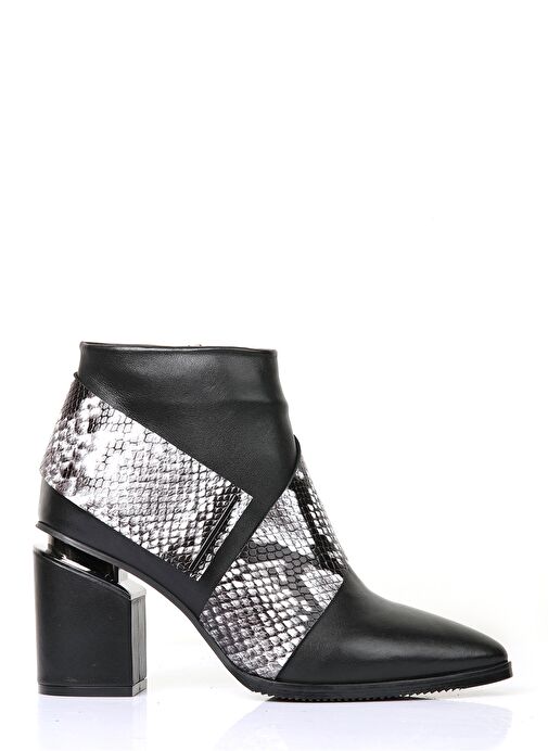 Kiana Gerçek Deri Kadın Topuklu Bot Siyah Yılan - Görsel 2