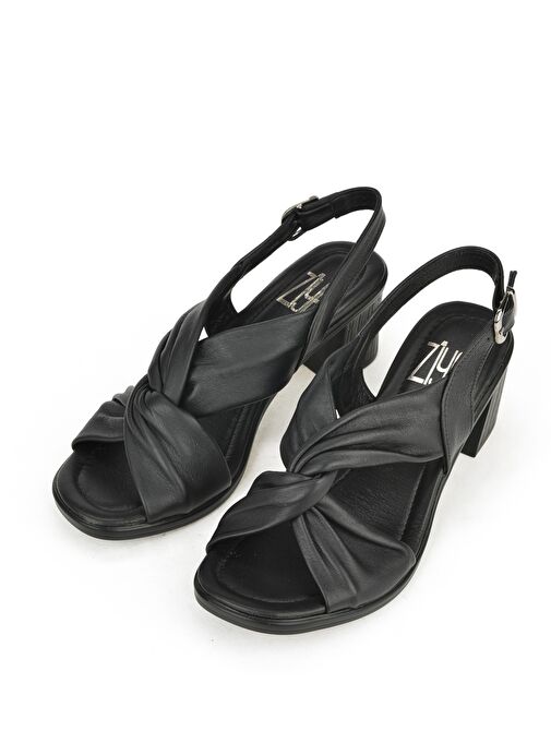 Ziya Siyah Kadın Deri Topuklu Sandalet 1411020Z2213_000 - Görsel 4