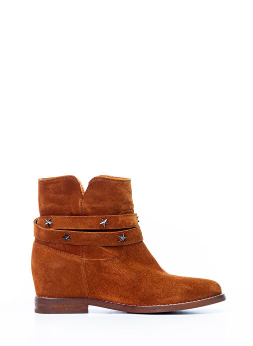 Nemesis Gerçek Deri Kadın Dolgu Taban Bot Taba Süet - Görsel 3