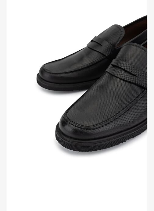 Tamer Tanca Erkek Hakiki Deri Siyah Deri Casual Ayakkabı - Görsel 4