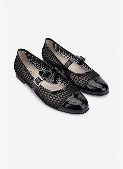 Valmenti Kadın Deri & Tekstil Siyah Babet Ayakkabı - Görsel 3