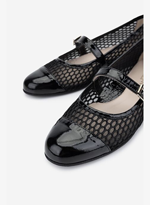 Valmenti Kadın Deri & Tekstil Siyah Babet Ayakkabı - Görsel 4